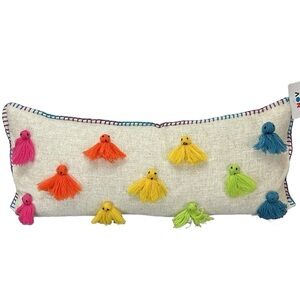 Novogratz Vibrant Colors Ghost Tassels Halloween Feather Filled Pillow 12” X 27”